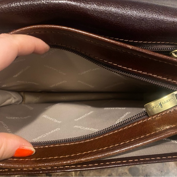 Gianni Conti Brown Leather Crossbody Bag Made In Italy - Picture 7 of 13